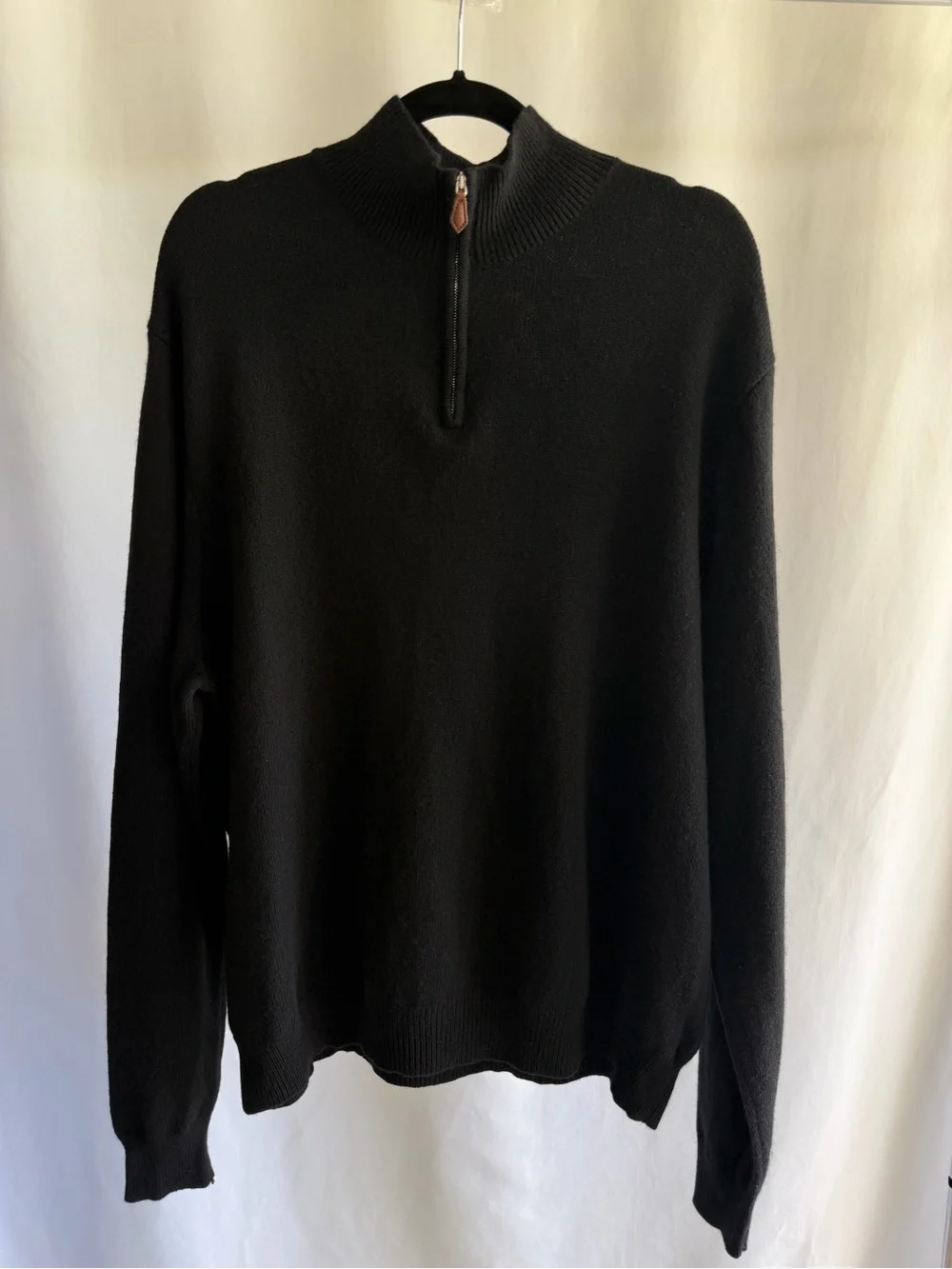 Polo Golf Ralph Lauren Wool Cashmere Quarter-Zip Sweater Black, Size XL